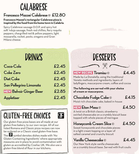 PizzaExpress menu