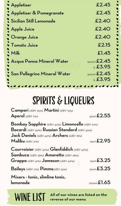 PizzaExpress menu