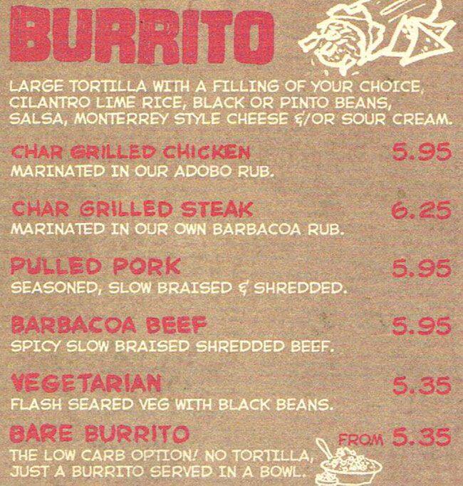 Pinto menu