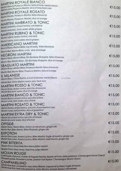 Menu da Duomo21 pub & bar, Milano