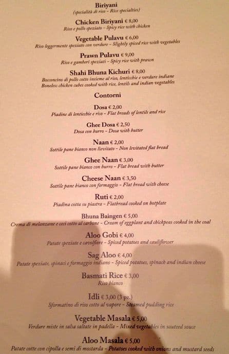 Menu di Tiger Tandoori 