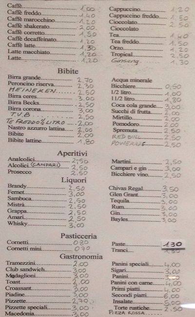 Menu di Bar Adige Di Ranucci Marco 