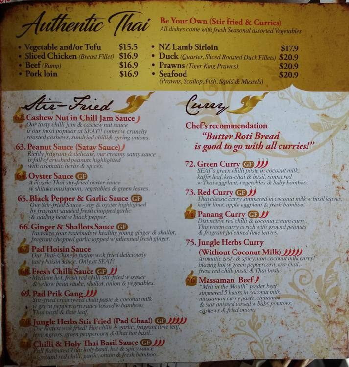 Menu at The Seat restaurant, Pennant Hills, 1/98 Yarrara Rd