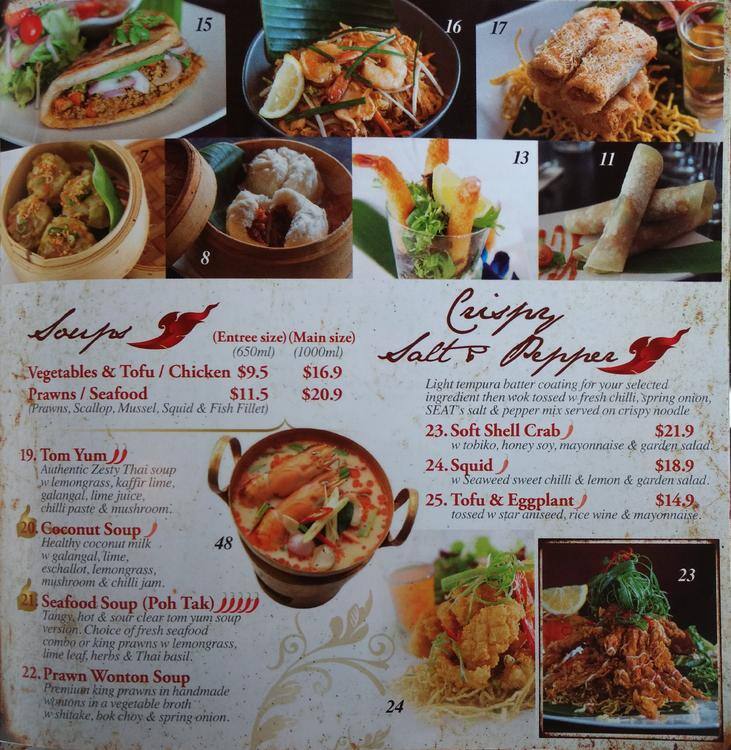 Menu at The Seat restaurant, Pennant Hills, 1/98 Yarrara Rd