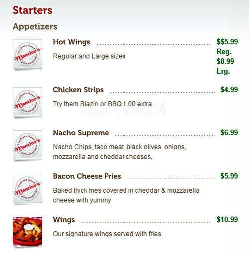 Mancino's Pizza & Grinders Menu Urbanspoon/Zomato