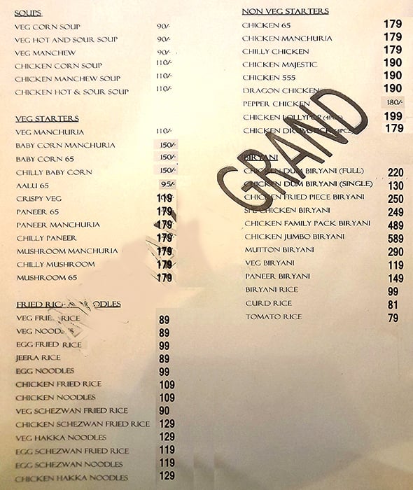 Menu of Akshaya Grand Multiciusine Restaurant, Saroor Nagar, Hyderabad