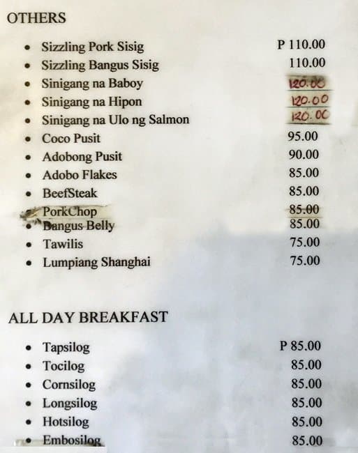 Menu at Adobo'to restaurant, Quezon City, 152 Maginhawa