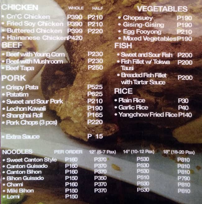 CN'C Chicken N' Chops Menu, Menu for CN'C Chicken N' Chops, BF Homes