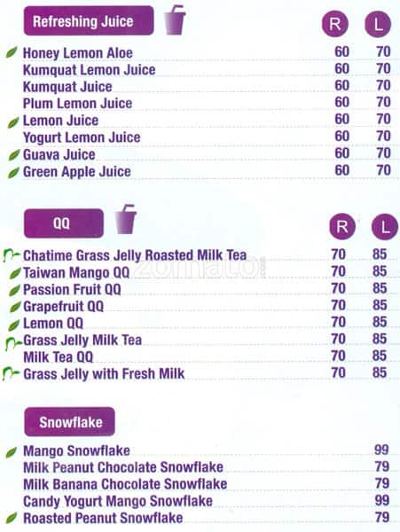 Chatime menu