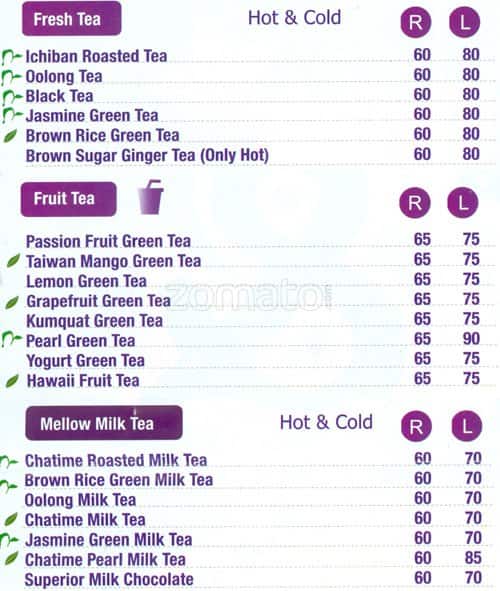 Chatime menu