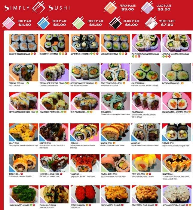 Simply Sushi Menu Menu For Simply Sushi Glenelg Adelaide 