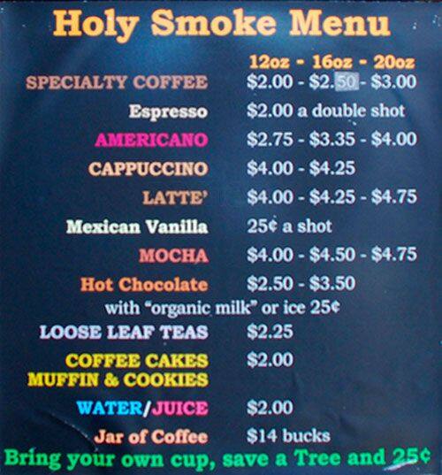 Holy Smoke Coffee Menu Menu For Holy Smoke Coffee South Surrey Surrey Urbanspoon Zomato