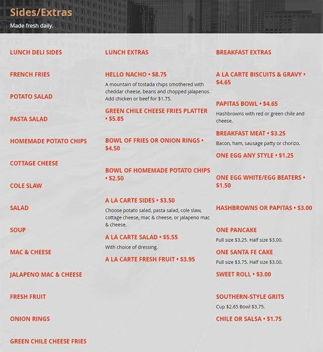 Menu at Hello Deli restaurant Albuquerque 7600 Jefferson St NE