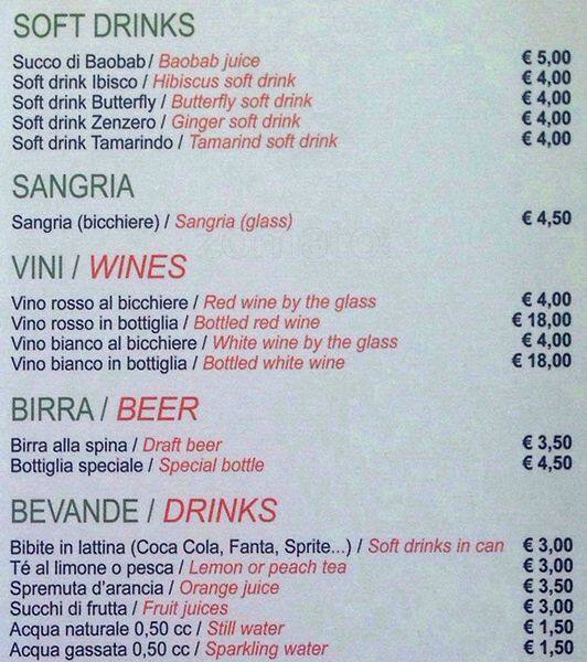 Menu di Kitaba - Angola Experience 