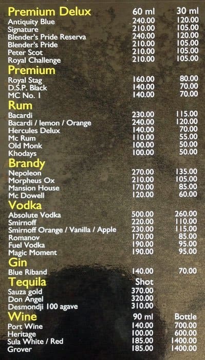 Bhagini IRIS menu