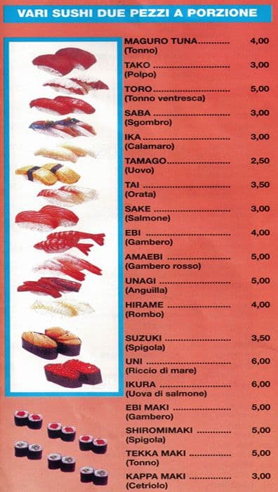Menu di Ristorante Giapponese Itoya 