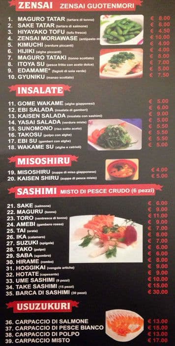 Menu di Ristorante Giapponese Itoya 