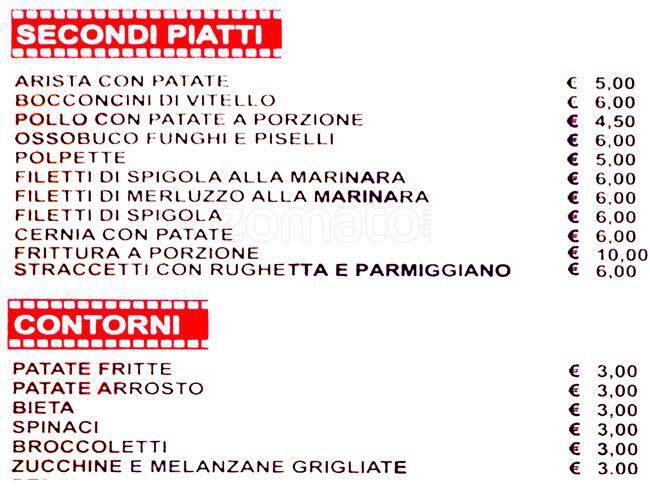 Menu di Cine Pizza 