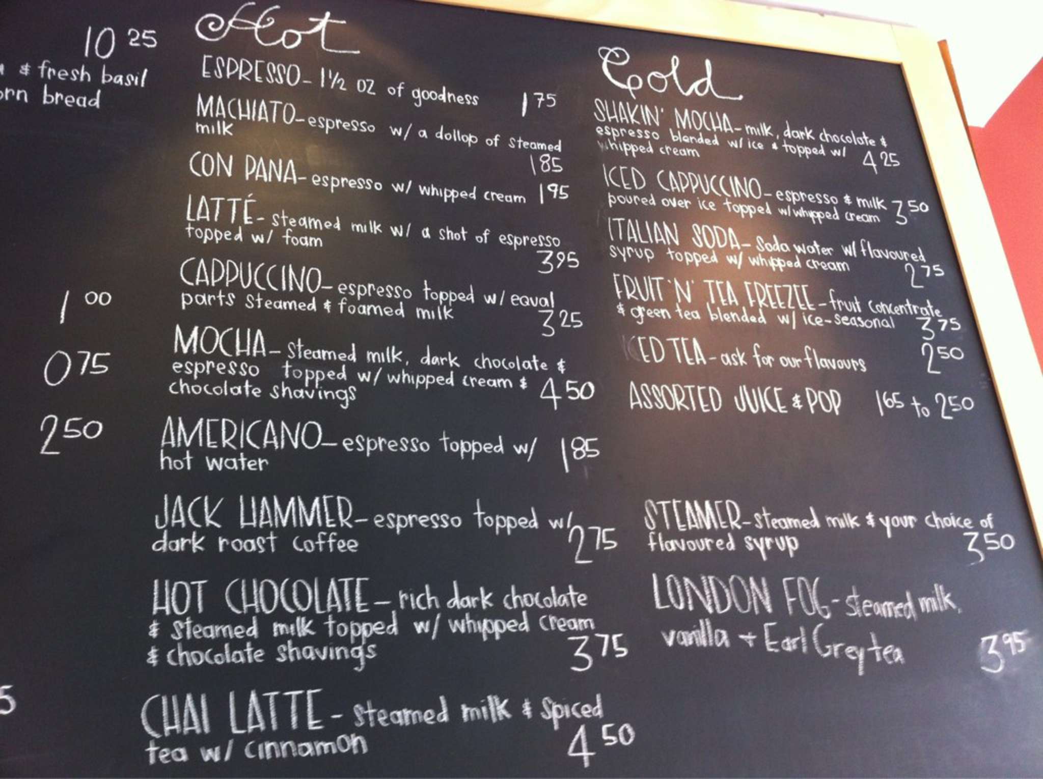 The Fyxx Espresso Bar Menu, Menu for The Fyxx Espresso Bar, Downtown