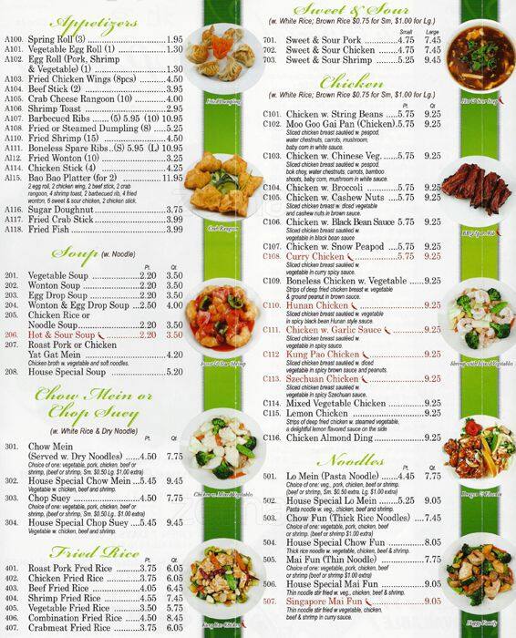 Peking Chinese Kitchen menu, Menu restauracji Peking ...