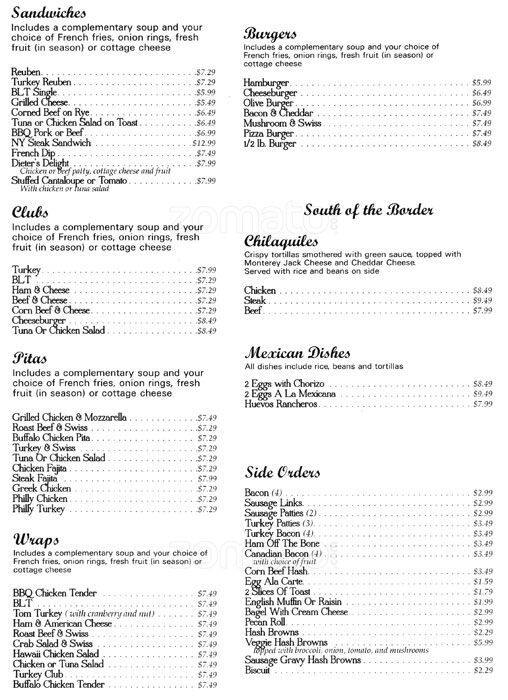 Menu at Skillet House restaurant, Oak Lawn, S Cicero Ave