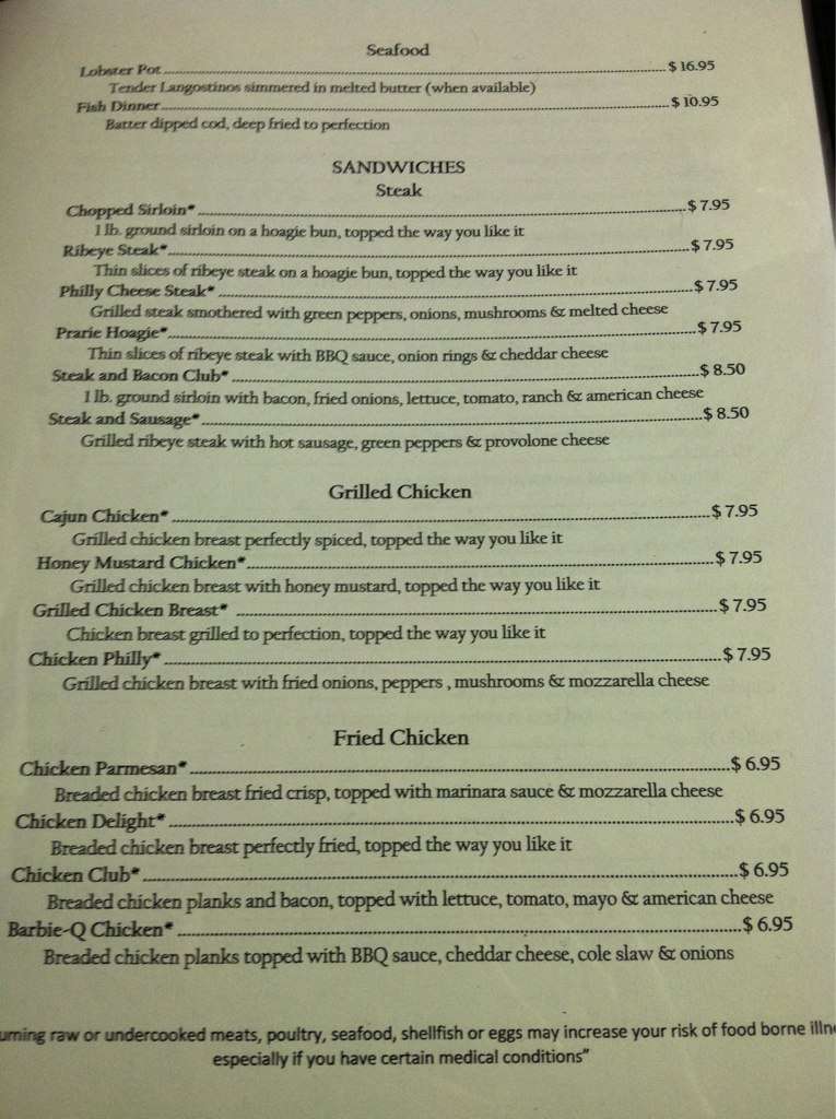 Menu at Three B's pub & bar, Zelienople
