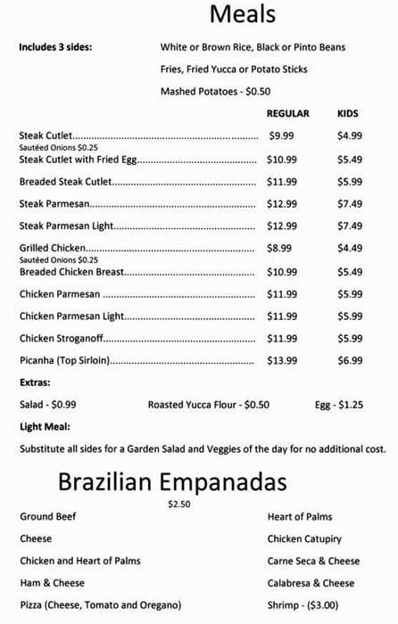 Menu at Mrs. Potato Restaurant, Orlando