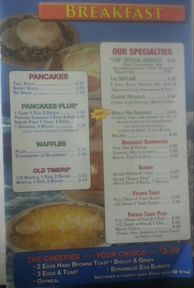 Menu at Virg's restaurant, Ogden