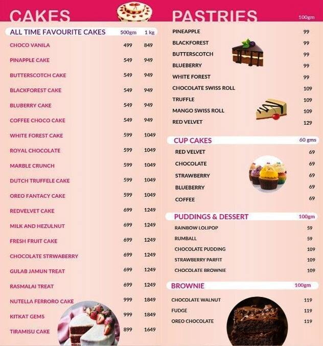 Menu Of Winni Cakes & More, Chopasni Housing Board, Jodhpur