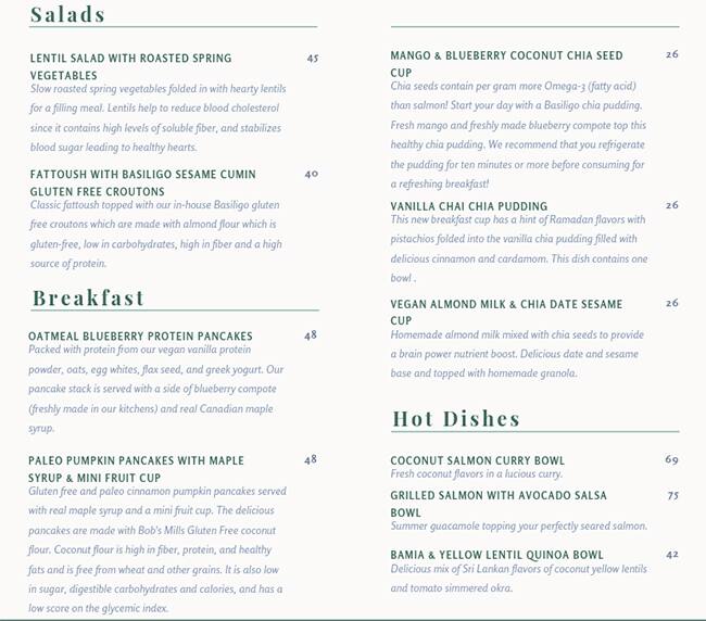 Menu at Basiligo restaurant, Abu Dhabi, M37