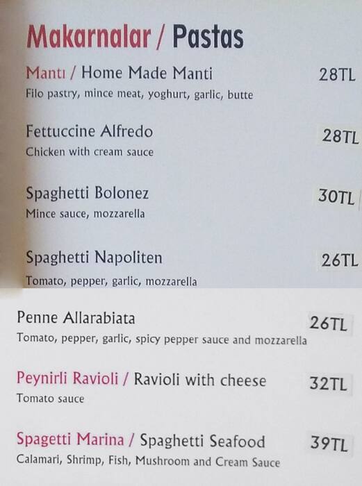 Menu at Bodrum Cafe & Restaurant, Istanbul, Şeftali Sk. No 16