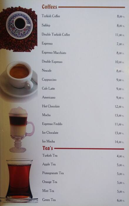 Menu at Bodrum Cafe & Restaurant, Istanbul, Şeftali Sk. No 16