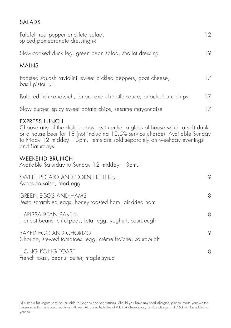 Menu at Oxo Tower Restaurant, London