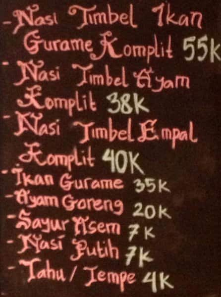 Nasi Timbel Bu Oni Menu Menu For Nasi Timbel Bu Oni Melawai