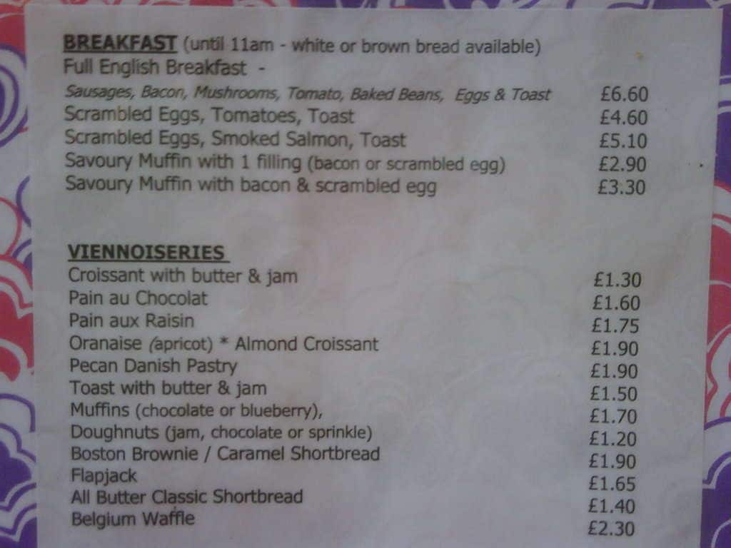 Menu at Sun Cafe, Sunninghill