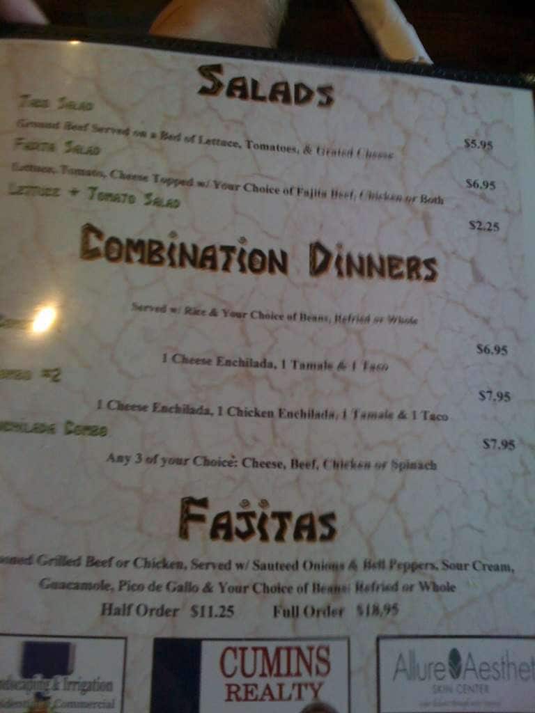 Menu at Barrera's, Cleburne, W Henderson St b