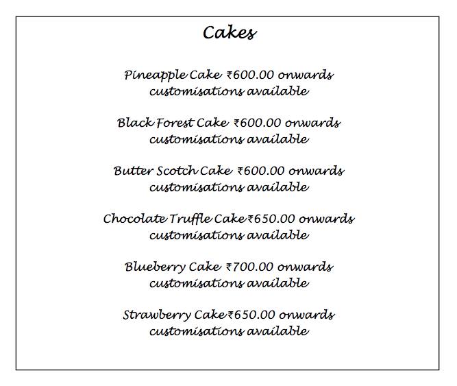 Gurgaon Cake Delivery Menu, Menu for Gurgaon Cake Delivery, Udyog Vihar