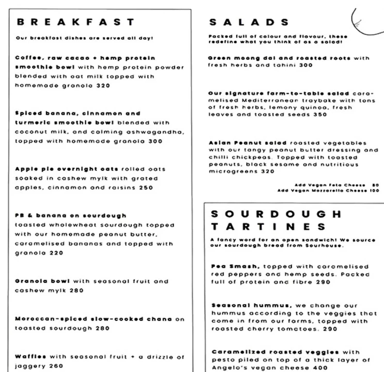 Menu of Copper + Cloves, Domlur, Bangalore
