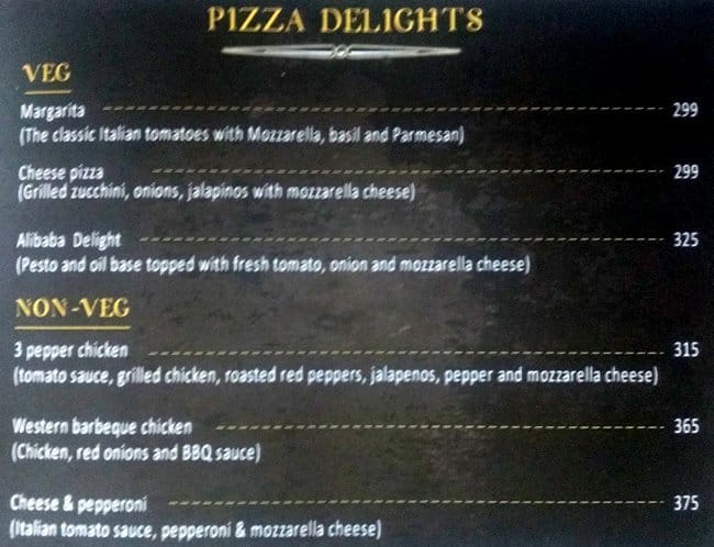 Ali Baba Caves Menu Menu For Ali Baba Caves Hauz Khas Village New Delhi