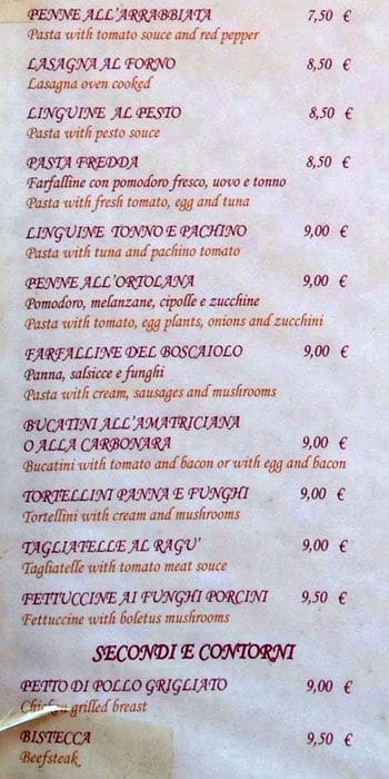 Menu di Il Boscaiolo 
