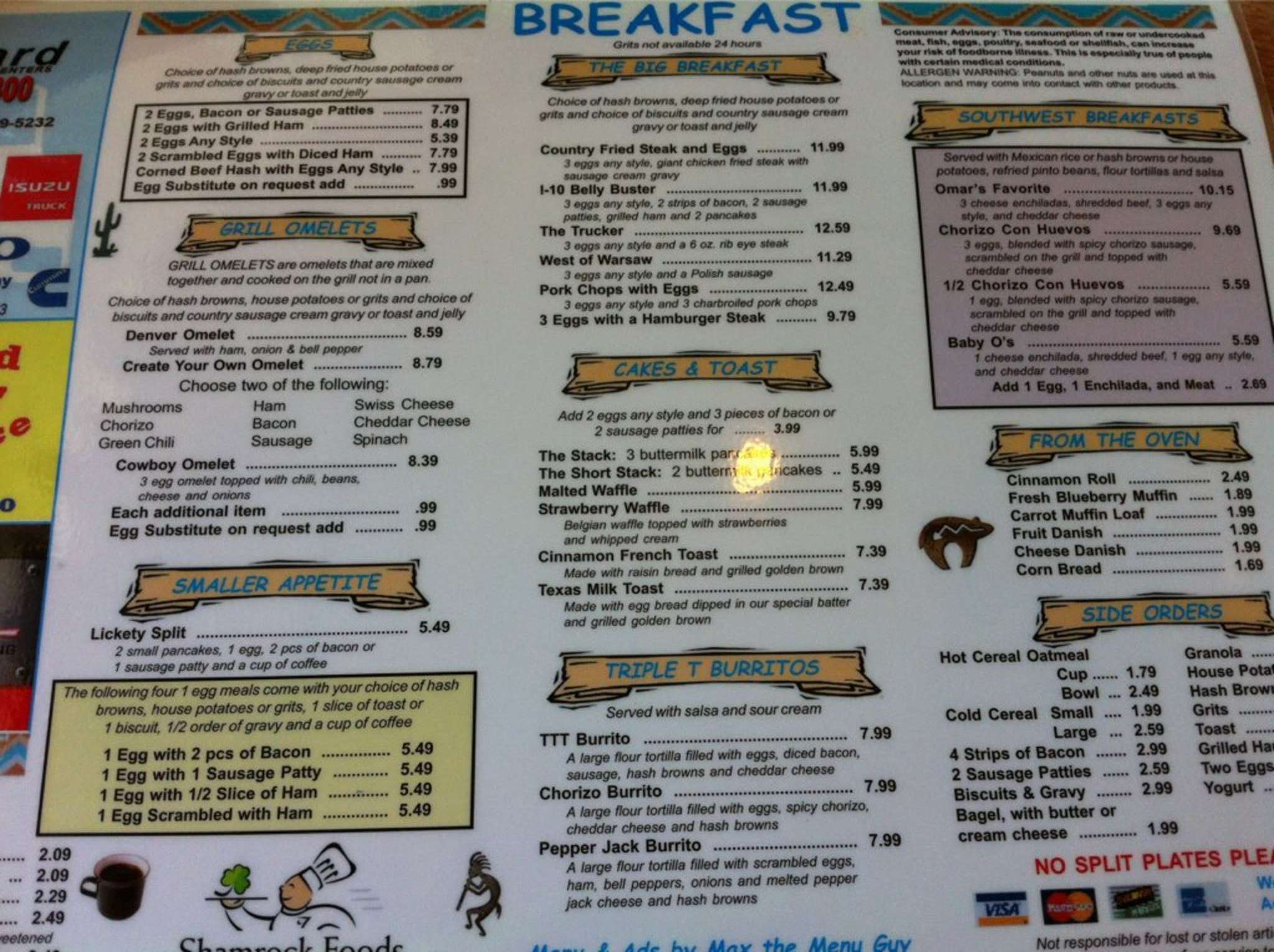 Omar's Highway Chef Menu, Menu for Omar's Highway Chef, 12th Avenue