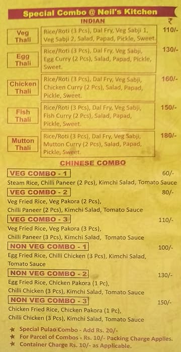 Neil's Kitchen (Restaurant & Bar) menu