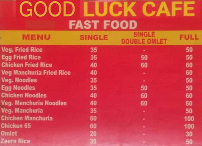 Good Luck Cafe menu