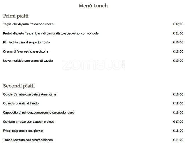 Menu di Tre Cristi Milano 