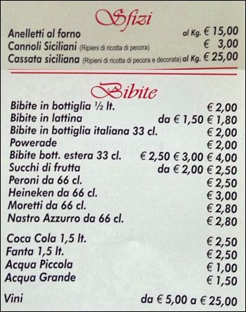 Menu di Il Veliero 
