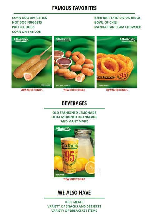 Menu at Nathans Famous restaurant, Jersey City