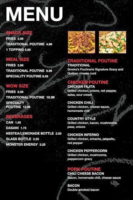 Smoke's Poutinerie Menu, Menu for Smoke's Poutinerie, Downtown, Los ...