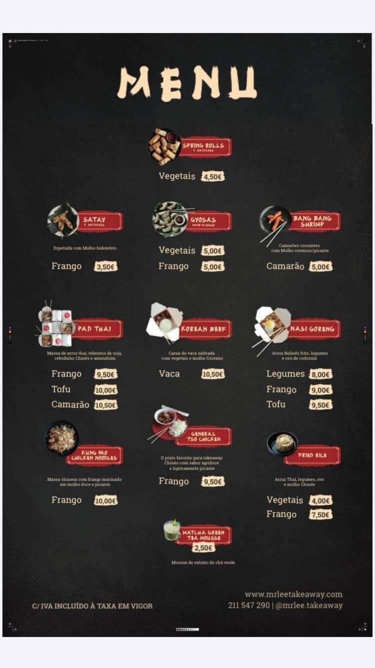 Mr Lee Menu Menu For Mr Lee Carnaxide Lisboa