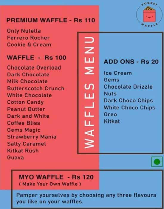 Menu of Pocket Waffle, Anna Nagar East, Chennai