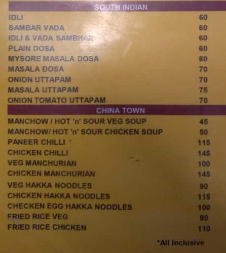 chowpatty menu